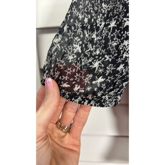 LoveShackFancy Scarlett Star Print 100% Silk Ruffle Peasant Top Size Small - Picture 3 of 11